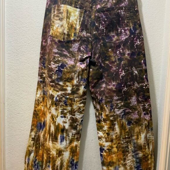 AG Adriano Goldschmeid Womens Pants 29 wide leg Ankle Abstract Tie-Dye mid rise - Picture 7 of 9